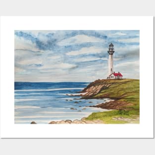 Lighthouse along the rocky shore Posters and Art